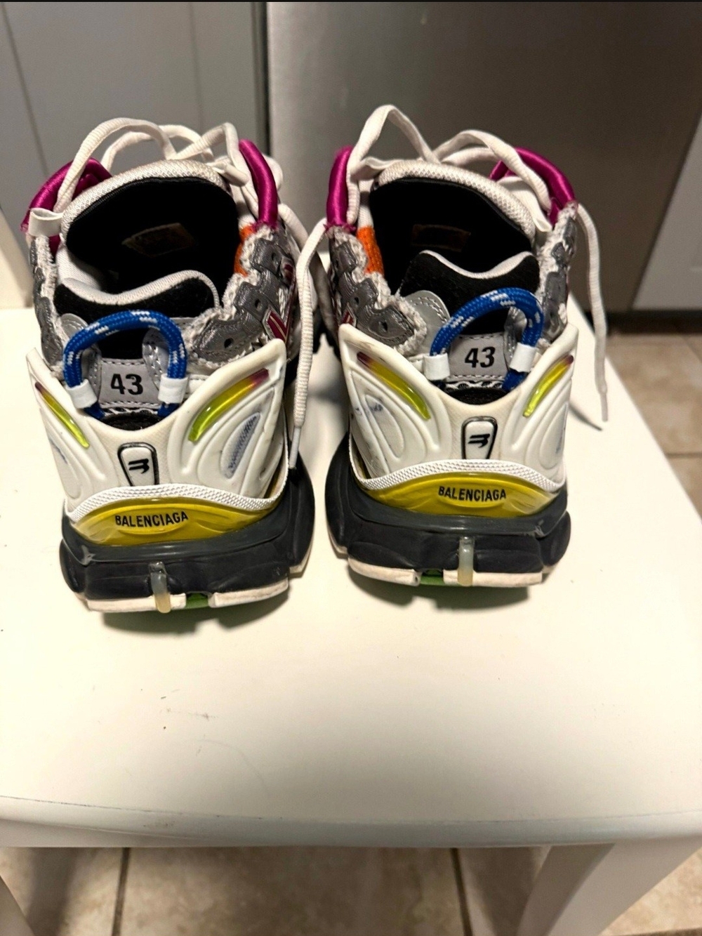 Balenciaga Men's Multi-Color Sneakers - White, Yellow, Blue, Pink